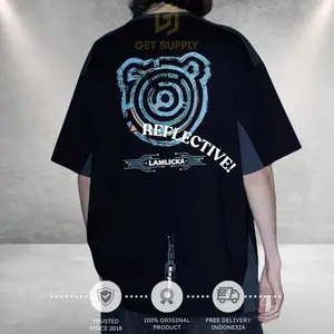 LAMLICKA BAJU OVERSIZE TEE REFLECTIVE BRANDED IMPORT ORIGINAL UNISEX TECHNOLOGY PANDA TWO TONE