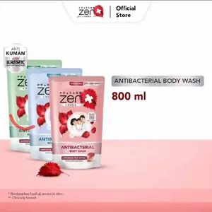 ZEN Sabun Mandi AntiBakteri Refill 800ML - Antibacterial Body Wash dengan Japanese Red Shiso & Sandalwood