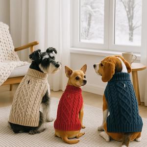 Ropa cálida de invierno para mascotas, suéter de punto para perros, suéter de cuello alto para mascotas con patrón clásico, ropa suave y cómoda para mascotas para cachorros, perros y gatos, ropa para mascotas