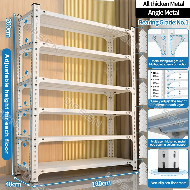 3/4/5/6 Layer Angle Steel Shelf Storage Shelf Rack Storage Rack All Metal Display Rack Home Storage Shelf Warehouse Storage Shelf Stainless Steel Rack Shelves Metal Heavy Duty Stante Grocery Rack Organizer Adjustable Layer Smooth Household Kitchen Light