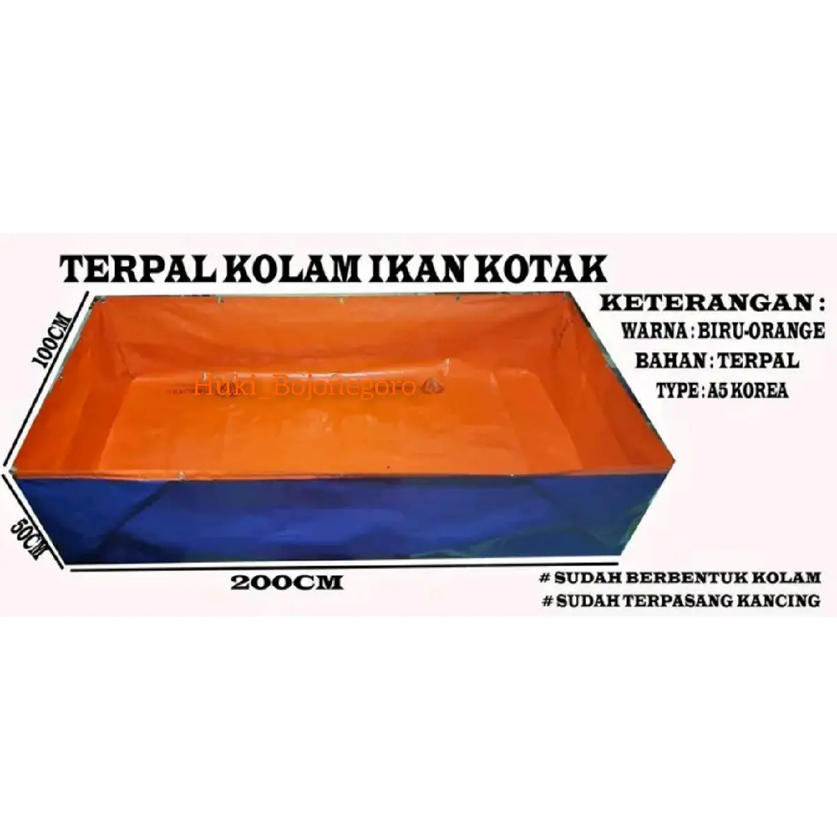 Terpal kolam ikan terpal penampungan air ukuran 2x1x0,50 type A5