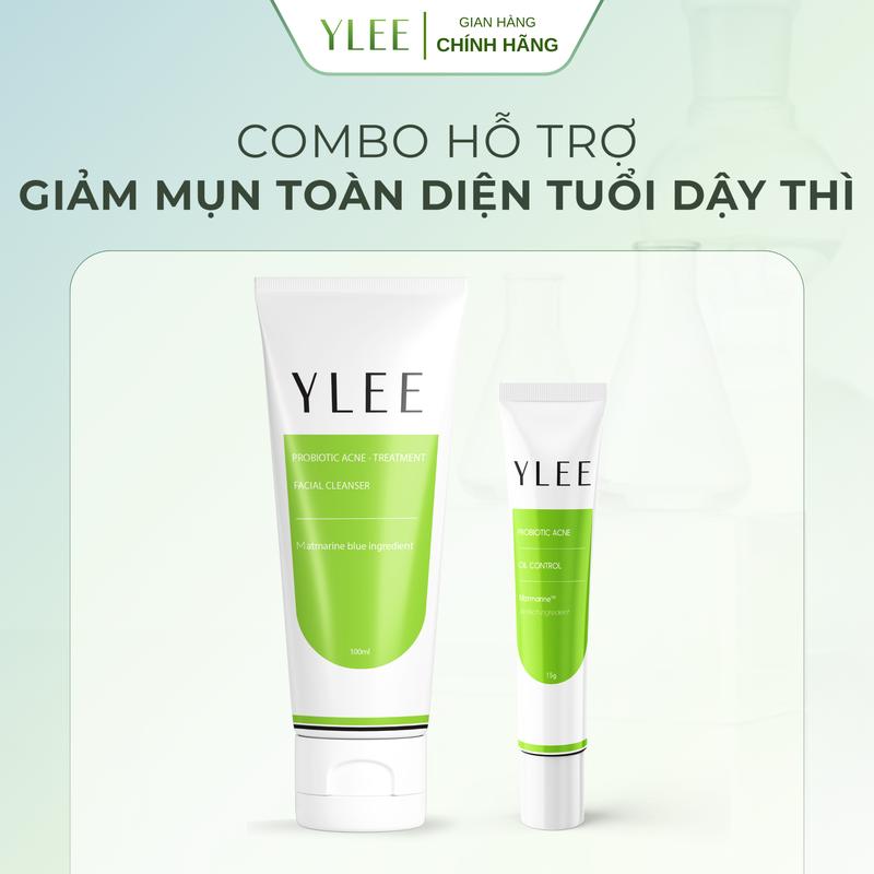 Combo Hỗ Trợ Giảm mụn toàn diện YLEE cho da dầu mụn, da mụn tuổi dậy thì - Sữa rửa mặt và Kem bôi YLEE - Hỗ trợ giảm mụn trứng cá, mụn bọc, mụn sưng viêm, mụn ẩn