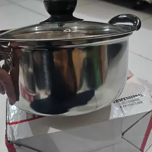 Panci sup soup pot 20cm stainless steel tutup kaca murah Kitchenware BOX
