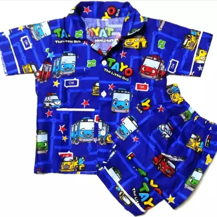 PIYAMA ANAK MOBIL BIRU/BAJU TIDUR ANAK LAKI LAKI 0