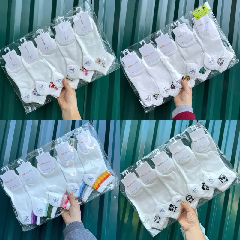 Set 5 đôi cổ ngắn tổng hợp màu trắng cotton kháng khuẩn thấm hút mồ hôi tốt MOHALI SVN069 8