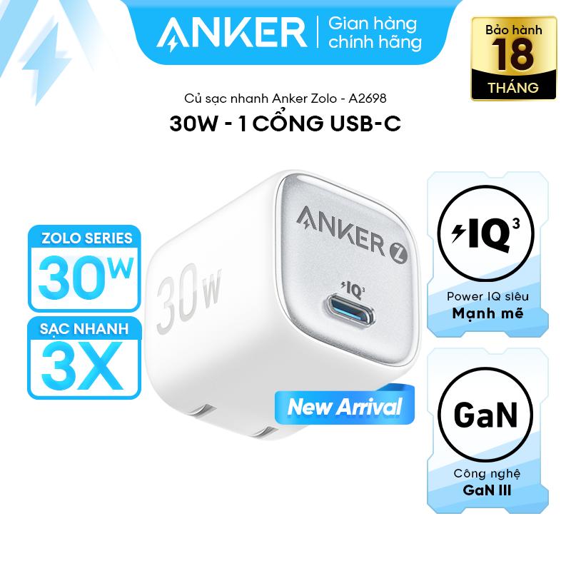  ANKER  Củ sạc nhanh Anker Zolo GaN 20W | 1 cổng USB-C | Chân gập gấp gọn nhỏ gọn | Công nghệ sạc nhanh PowerIQ 3.0 | Sạc nhiệt độ thấp - A2699 