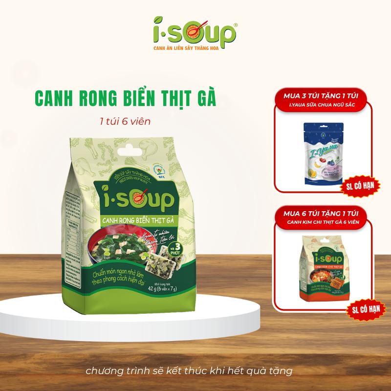 Canh Rong Biển Thịt Gà ISOUP 42g 06 Viên - Canh Ăn Liền Sấy Thăng Hoa