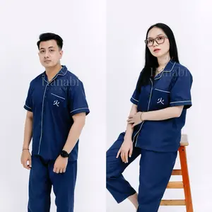 Baju Piyama Dewasa COUPLE TIPE 2 (Lengan Pendek Celana Panjang) - Hanabi - Tidur Warna Monochrome