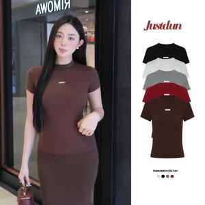 [XẢ KHO] Áo thun đính logo JUSTDUN form ôm body cotton mịn thoáng mát Z50