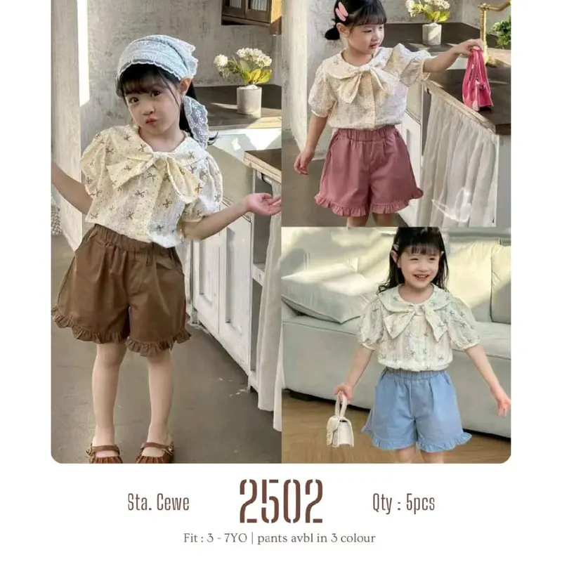 Setelan Import Pendek Korean Style Anak Cewek 2-6 Tahun 0