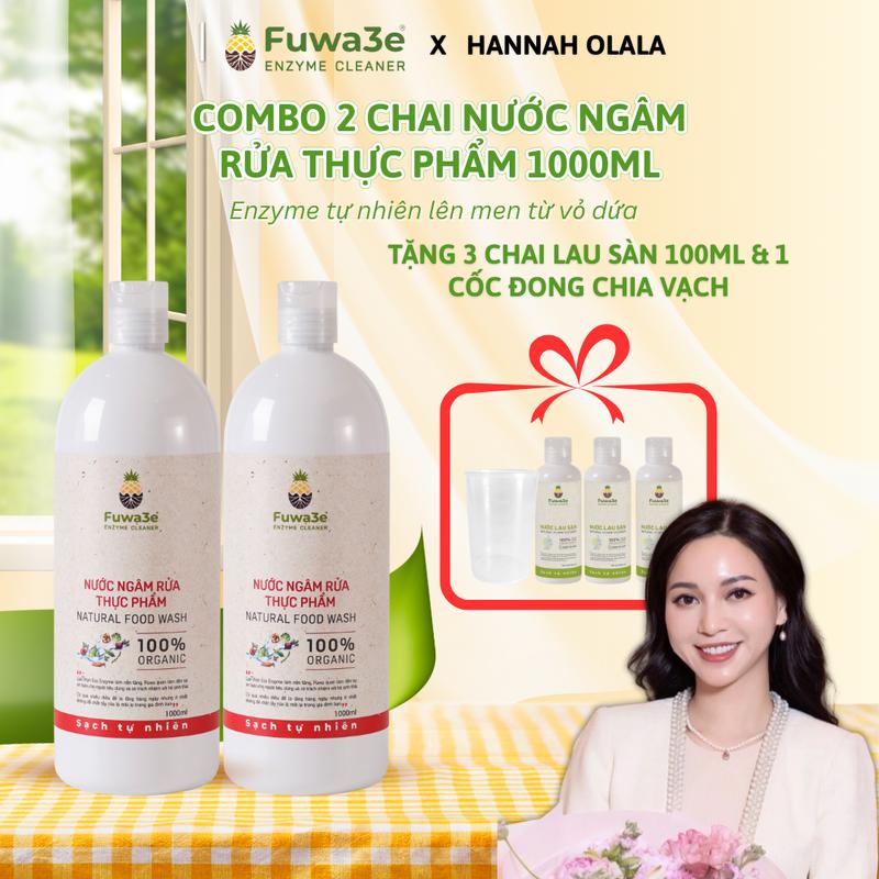   Hannah Olala x Fuwa3e  COMBO 2 CHAI NƯỚC NGÂM RỬA THỰC PHẨM FUWA3E LÀM SẠCH RAU CỦ QUẢ KHỬ MÙI CÁ THỊT 1L 