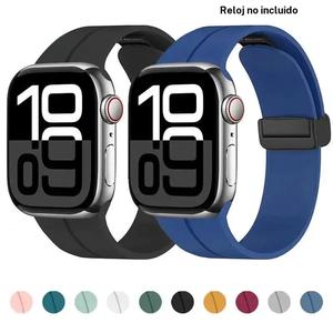 Correa de reloj con diseño de hebilla magnética, correa de reloj de silicona suave deportiva de repuesto, correa para reloj inteligente para Apple Watch Series, Wearable