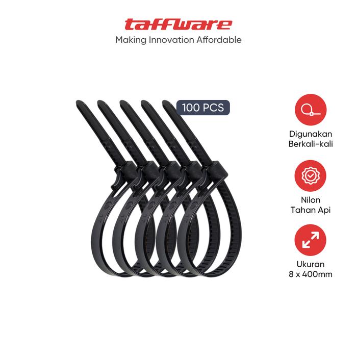 Gambar TaffGUARD Kabel Ties Zip Cable Organizer Reusable 8x400mm 100 PCS - NL816 dari Taffware Official Store Kota Administrasi Jakarta Barat Tokopedia