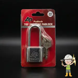 AP Gembok Nikel Panjang 30 mm AP Square Padlock 30mm Berkualitas Tinggi dengan Sistem Penguncian Top Security untuk Keamanan Ekstra