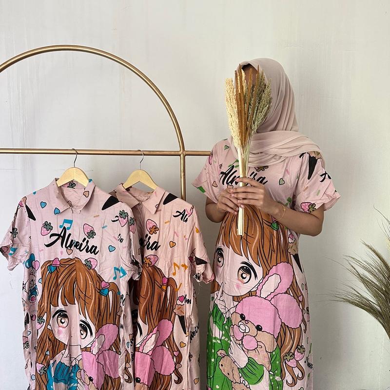 daster almaira gambar kartun boneka lucu Katun Santai Nyaman Tidur Piyama Kain Wanita 5