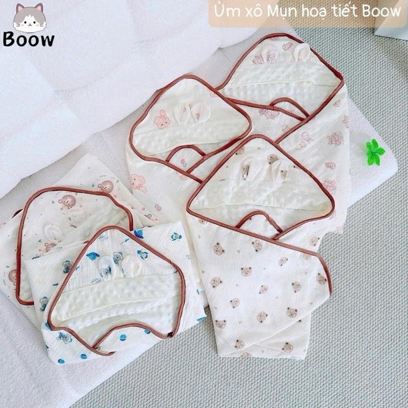 Choàng Ủ Xô Muslin Hạt Đậu 4 Mùa Cho Bé Mềm Mịn Thoáng Mát (không đai)