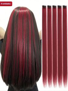 Extensiones de cabello rectas de 20 pulgadas con clip, Postizo sintético para uso diario, fiestas y cosplay de Halloween, Accesorios de moda para disfraces para mujeres