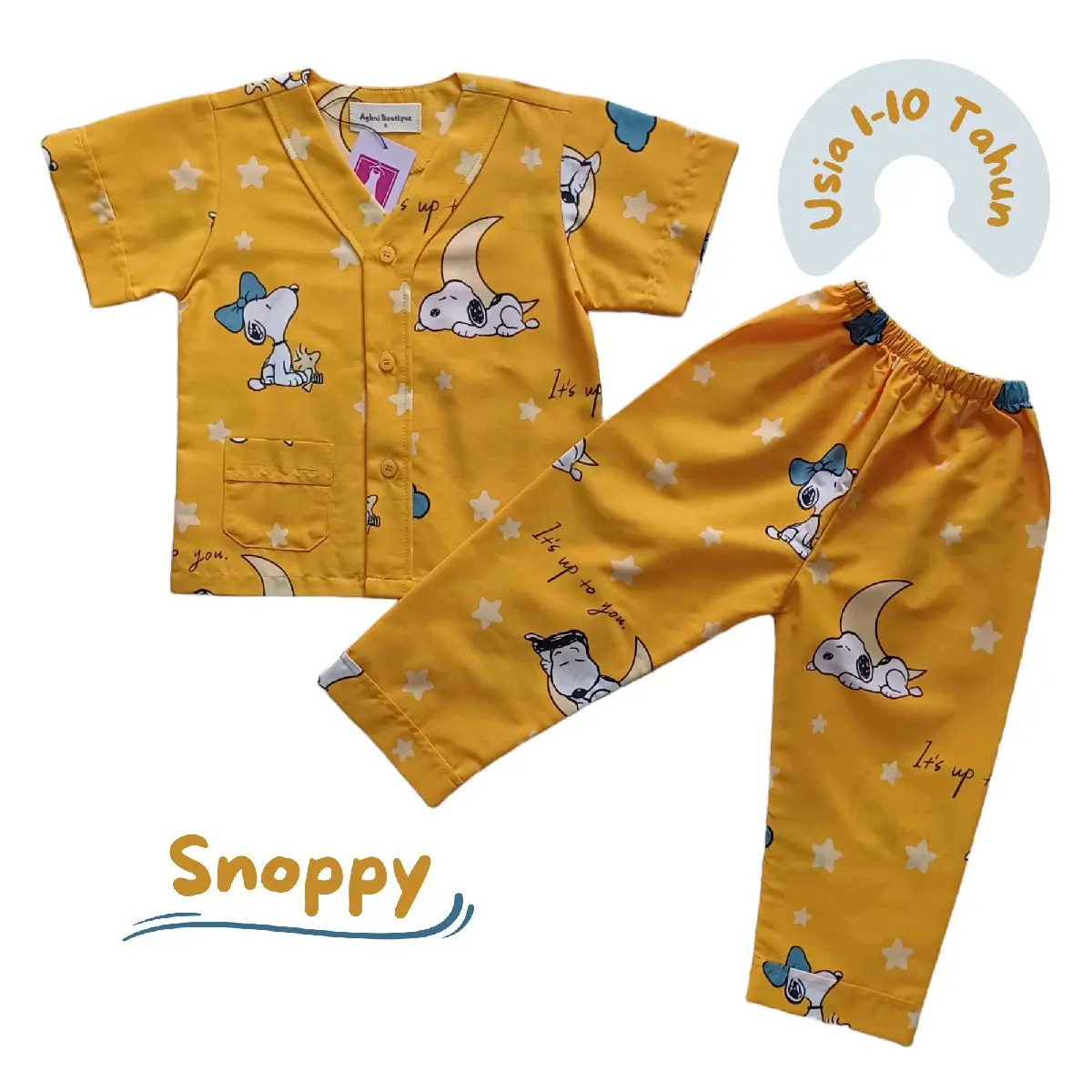 Piyama Anak Baju Laki Laki 1-10 Tahun Bahan Katun Halus adem Tanpa kerah Mommy Cotton Tidur Perempuan Teddy Laki-Laki