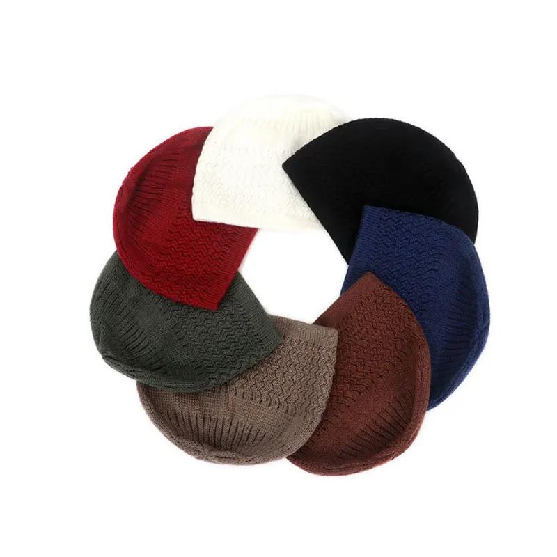Product Introduction of [Feeling Youth] 1pc Unisex Warm Hat Knitted Hats Men's and Women's Wave Jacquard Neutral Dome Wrap Head Cap 17