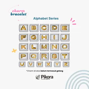 Pikora Alphabet Charm Editions - Bisa Custom Huruf & Bunga, Cocok Couple/Aesthetic/Korean Style, Hadiah Bracelets Perak Emas Wanita