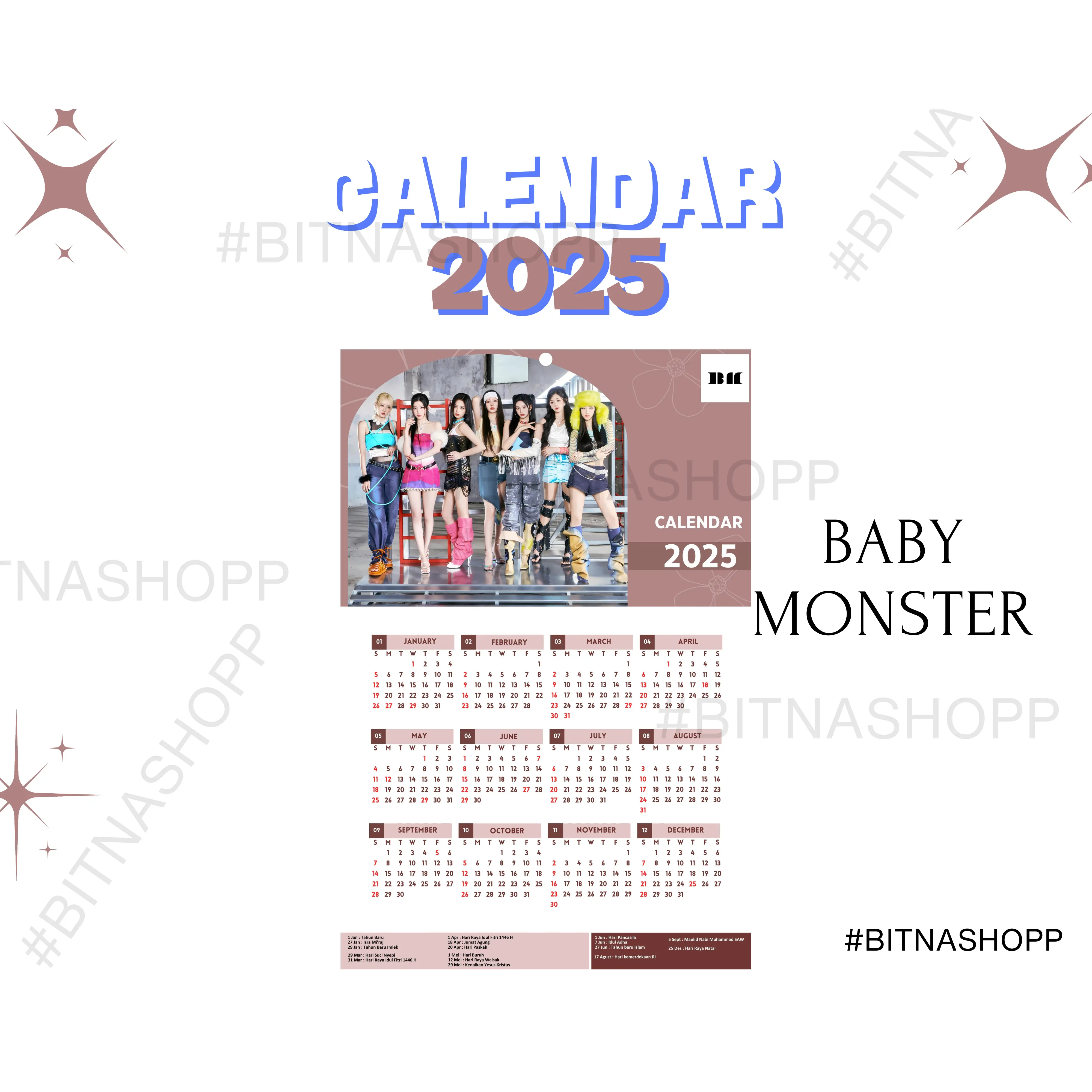 2025 KALENDER BABY MONSTER KPOP + LAMINASI 2SISI BITNA BABY MONSTER IDOL BIAS KOREA MURAH UNOFFICIAL MONSTIEZ HARAM CHIQUITA PHARITA RORA AHYEON ASA RUKA READY STOCK !