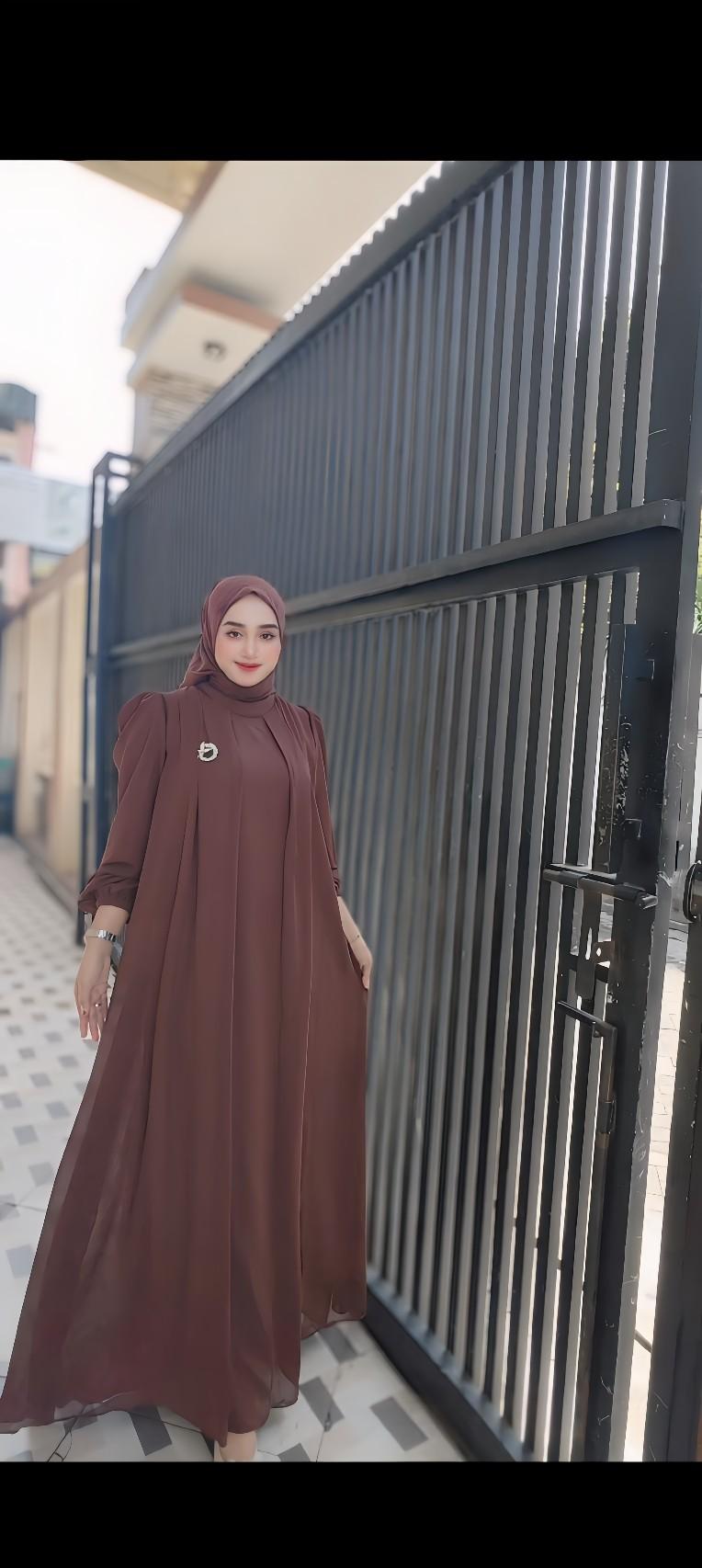 Delisha GAMIS SET HIJAB Segiempat  Bahan Ceruti Babydol
