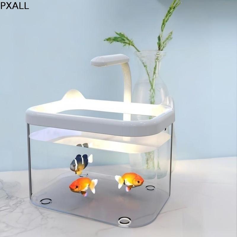 PXALL Đa chức năng Đèn LED Bể cá để bàn Trong suốt Nhựa Bể cá Betta Bền bỉ Hình…