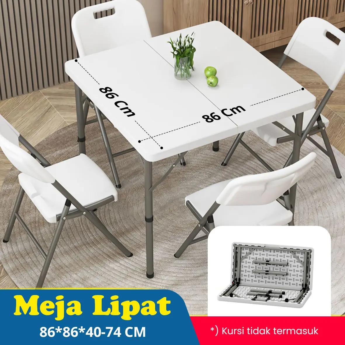 Meja Lipat Persegi Plastik Serbaguna Meja Piknik Indoor Outdoor Pameran Meja Bazar 038-1