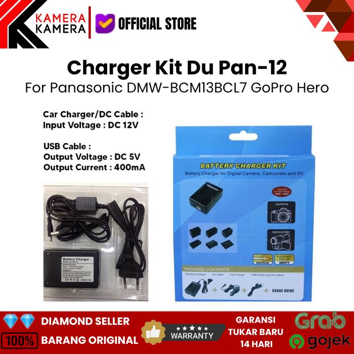Gambar Charger Kit DU PAN 12 for panasonic DMW-BCM13BCL7 gopro hero dari KameraKamera Kota Administrasi Jakarta Pusat Tokopedia