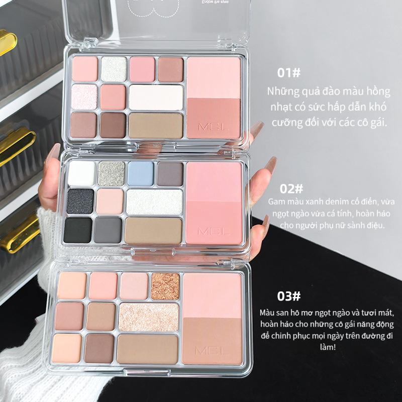 MGL Bảng Phấn Mắt, Tạo Khối và Đánh Má Hồng 4 Trong 1 Với 12 Sắc Thái Ngoc Trai…