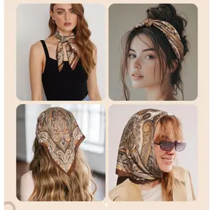 Scarf Vintage Bohemia Eksotis Mewah Motif Mete Paisley Bernapas Scraft Wanita Selendang Syal Leher Wanita 70x70cm Jilbab Soft Segiempat Premium Tipis Sun Screen