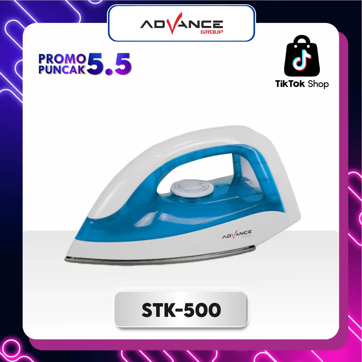 [READY+BISA COD]Setrika Kabel Listrik Advance Anti Lengket STK500 Hemat Listrik 350 Watt Garansi Resmi 1 Tahun!