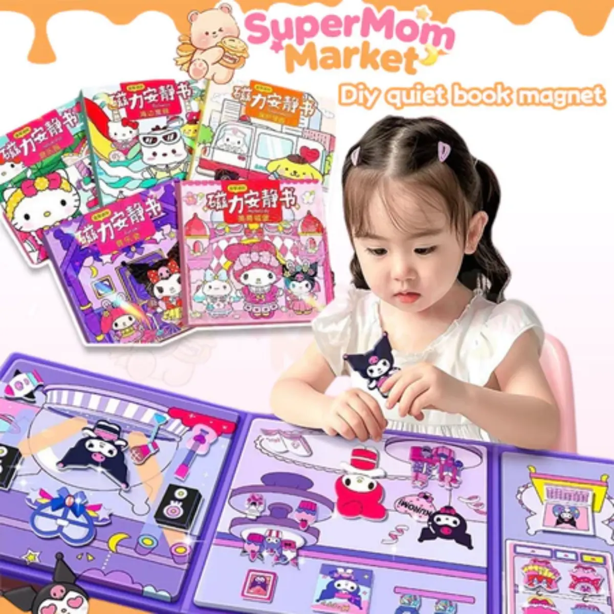 [COD] Buku Tenang Magnetik DIY Untuk Balita Buku Sibuk Montessori Untuk Anak-Anak Pendidikan Anak Usia Dini Learing Cartoon No-Cuting Hadiah Buku Stiker Stiker Yang Dapat Digunakan Kembali Untuk Anak Perempuan Dan Laki-laki