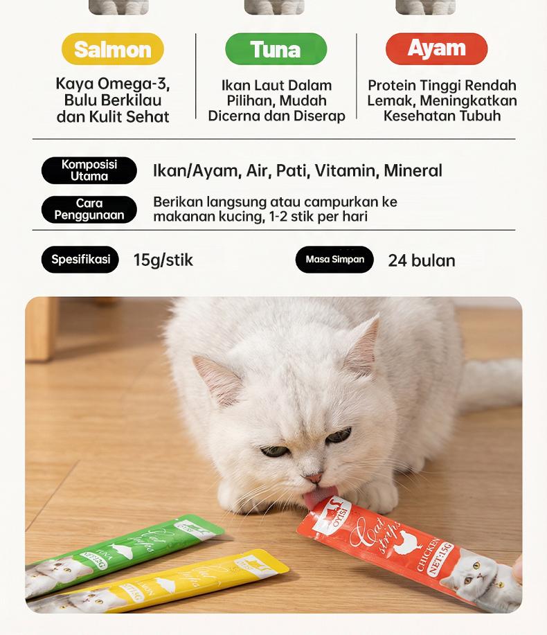 10pcs/20pcs/50pcs/100pcs Makanan Kucing Basah/Wetfood Cemilan Stik/Pet Strip Kucing-3