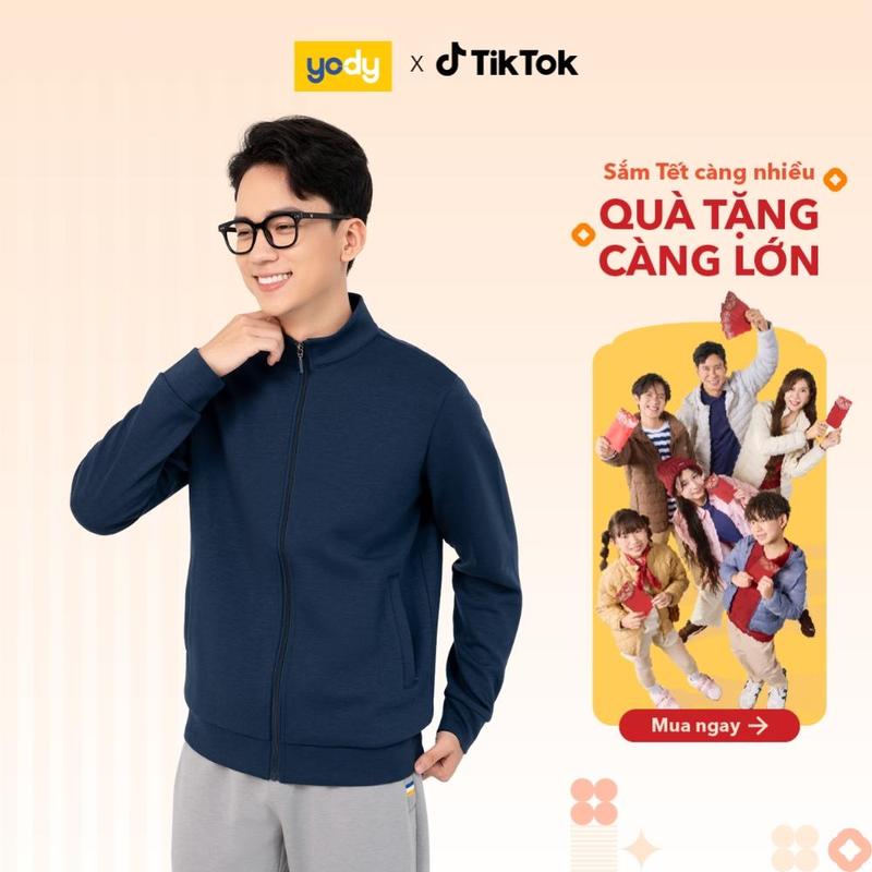 SALE 30% YODY Áo Khoác Nỉ Thể Thao Nam Double Face Smart SWM6005