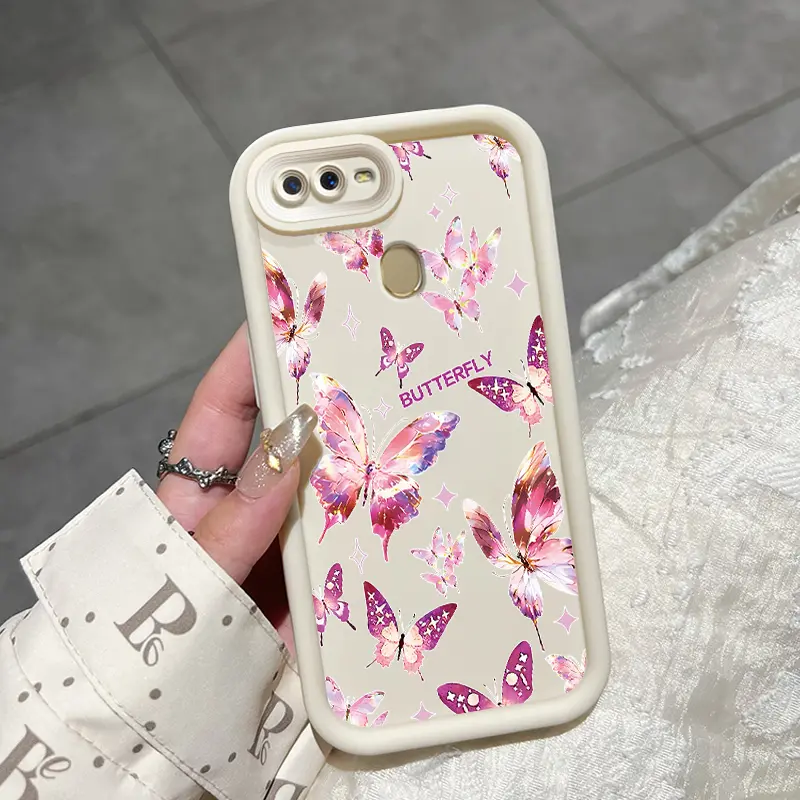 Casing Hp Untuk OPPO A7 OPPO A5s OPPO A12 OPPO A12S A11k Case Casing Kesing sarung HP kupu-kupu merah muda Softcase baru trendi pelindung silikon 1