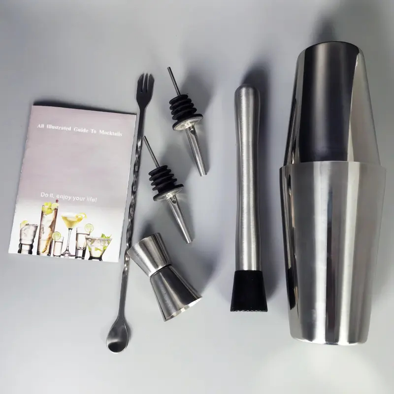 Bộ Bình Lắc Cocktail, 7 Món, Bình Lắc Boston Bar Bartender Kit, Bình Lắc 750 / 600ml, Có Công Thức 2