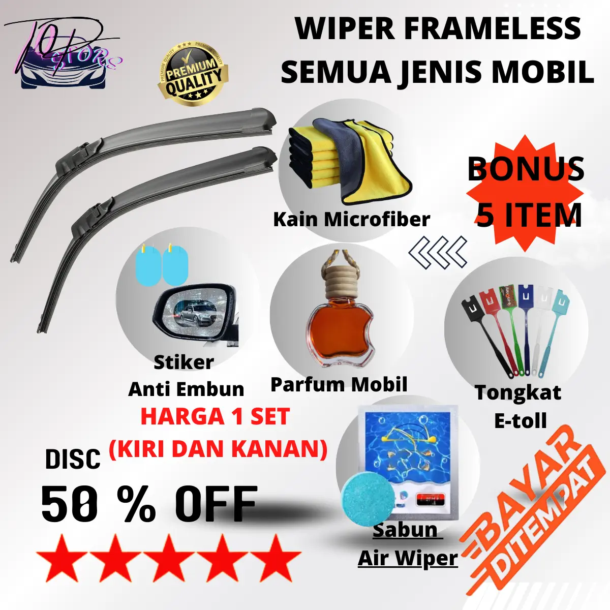 [PAKET HEMAT] Wiper Frameless Mobil untuk Semua Jenis Mobil / Wiper Blade Single Karet 1 Set  (Kiri dan Kanan) kaca  kain  kendaraan  microfiber Besi Motorcycle Windshield karet