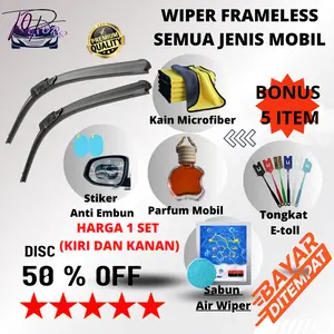 [PAKET HEMAT] Wiper Frameless Mobil untuk Semua Jenis Mobil / Wiper Single Karet 1 Set  (Kiri dan Kanan) kaca  kain  kendaraan  microfiber Motorcycle Windshield karet