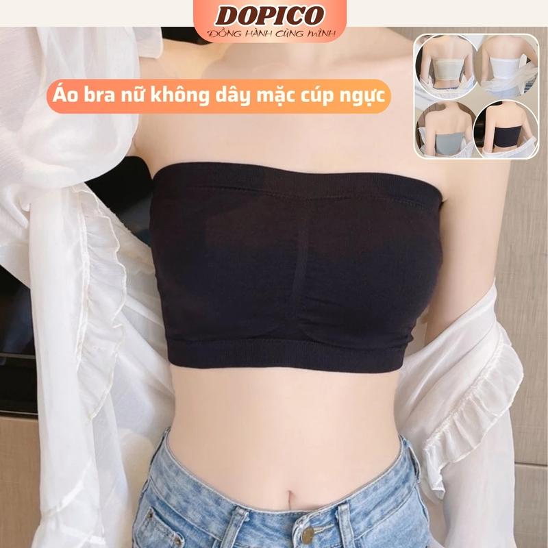 Áo bra nữ không dây mặc Cup ngực, Áo Ngực đệm mút mỏng mềm mịn mặc thoáng mát DOPICO B7735 Tua Rua áo quây ngang có mút