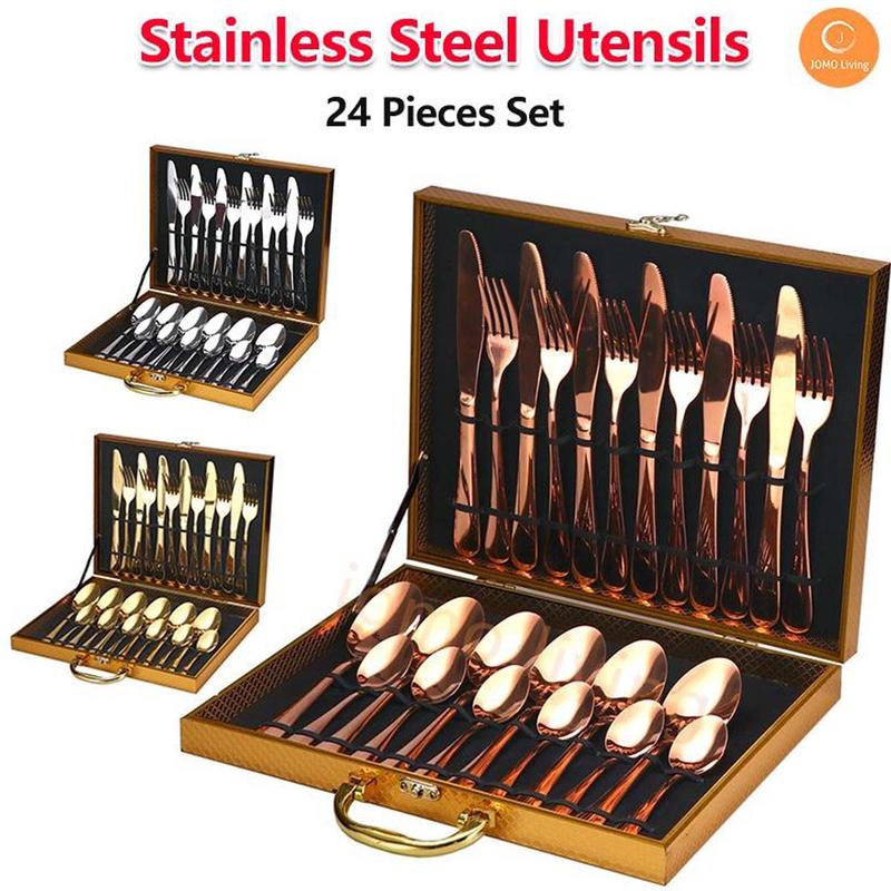 Product Introduction of Cutlery Set 24 pieces Stainless Steel Fork Spoon Knife Tea Spoon Gift Set Utensils Tableware 0