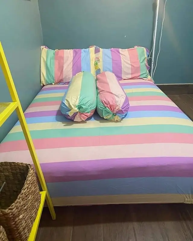 Promo Sprei Aesthetic Viral Motif Rainbow Beats Seprei Abstrak Kekinian Bahan Katun Lembut King Size 180 x 200 Anti Luntur 3