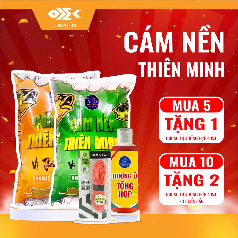   ƯU ĐÃI  Cám Nền Vị Thơm + Vị Tanh Thiên Minh Tơi Mịn Cá Ăn Mạnh Giữ Ổ Lâu Câu Cá Rô Chép Mè Trôi Diếc 800g 