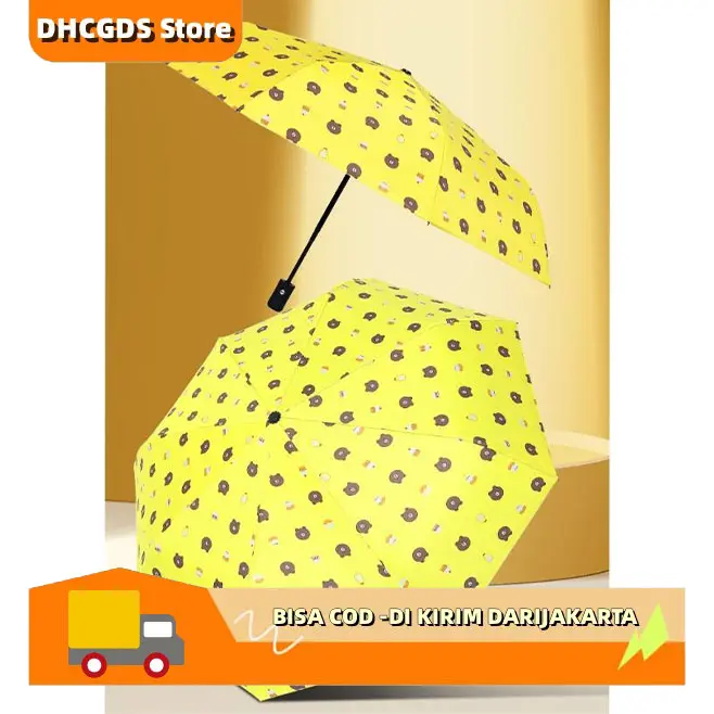 Payung Lipat Motif Bear Anti UV Folding Umbrella Karakter Beruang Tabir Surya Hujan atau Panas Free Pouch 0