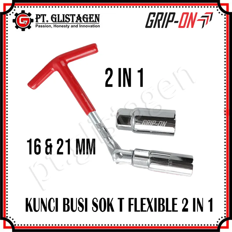 Grip On 88-550 Kunci Busi 2in1 Sok T 16mm 21mm Socket Spark Plug Tool kunci  scapula 0