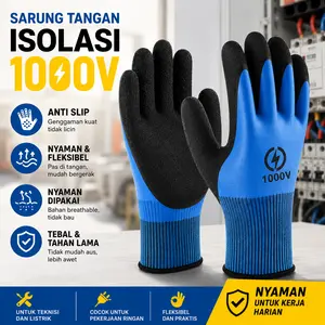 Sarung Tangan Listrik Anti SetrumClass 1000v Sarung Tangan Karet Latex InsulasiGloves Dua Sisi Sarung tangan isolasi untukteknisi listrik Operasi anti-sengatan tegangantinggi 1000V