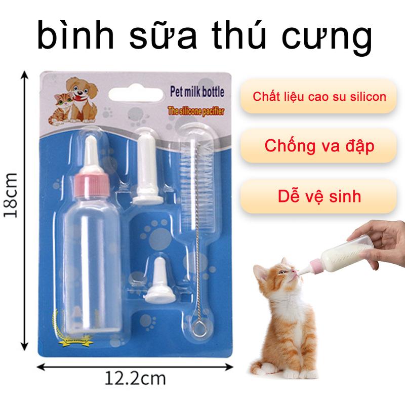 Bình Sữa Thú Cưng Chất Liệu Silicone - 60ml, Tặng Phụ Kiện Free, Dùng Để Cho Chó Mèo Non Ăn Sữa Siêu Thiện Lợi