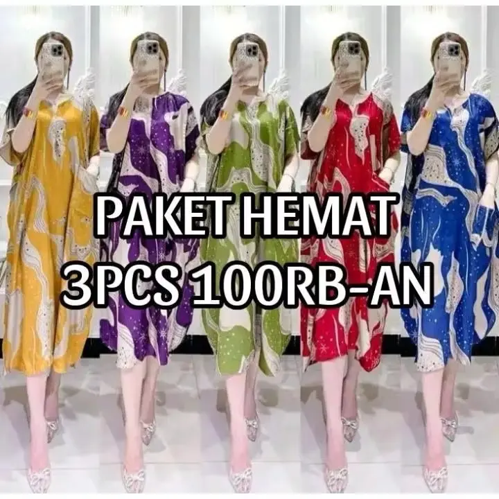 RAJA- paket daster 100 rb 3 pcs motif GELOMBANG series model daster lowo bahan rayon premium adem nyaman di pakai busui friendly 1