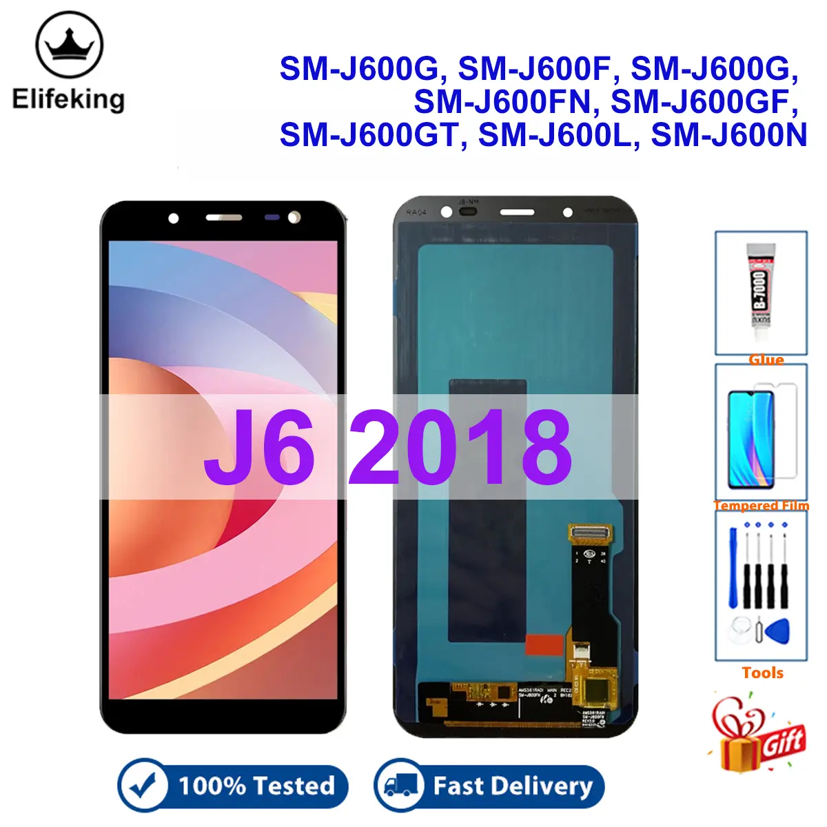 Màn hình cho Samsung Galaxy J6 2018 J600, Bộ đếm số màn hình cảm ứng, Thay thế lắp ráp, Không có pixel chết