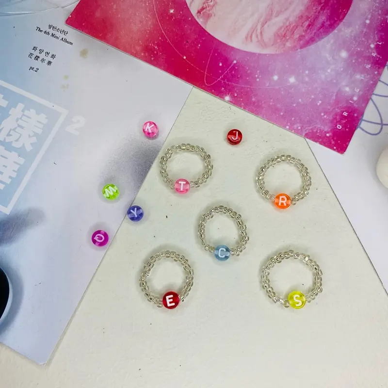 Beads Ring Costum Huruf/cincin manik huruf abjad 2